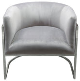 Elevated Barrel Shaped Accent Chair, Gray Velvet, Silver Frame By Diamond Sofa